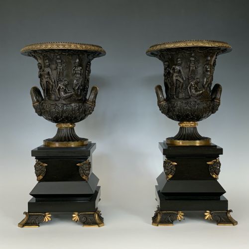 ANTIQUE 19TH CENTURY GRAND TOUR BRONZE MARBLE MEDICI VASES - ADDITIONAL PHOTO 10