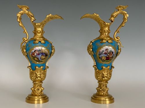 NAPOLEON III ORMOLU SEVRES PORCELAIN EWERS - ADDITIONAL PHOTO 2