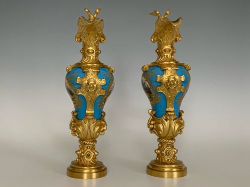 NAPOLEON III ORMOLU SEVRES PORCELAIN EWERS - ADDITIONAL PHOTO 3