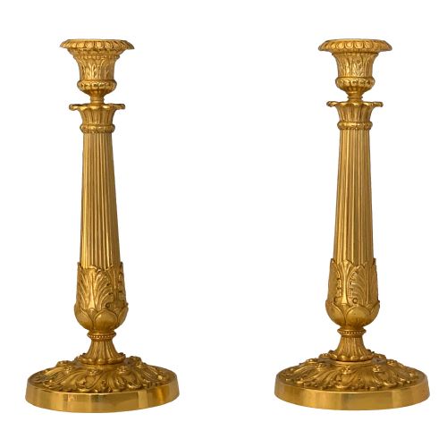 charles x ormolu candlesticks - CATEGORY: ANTIQUE LIGHTING - DATED 19TH CENTURY