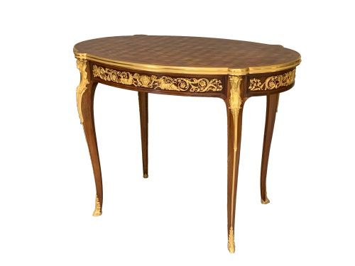 parquetry walnut ormolu mounted oval table francois linke - CATEGORY: ANTIQUE TABLES - DATED 1890
