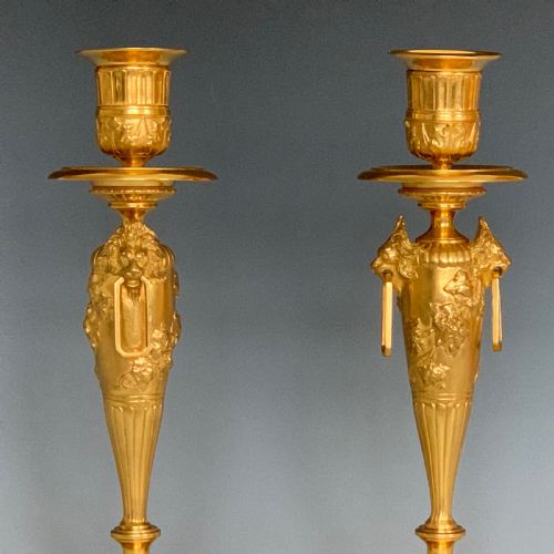 PAIR OF 19TH CENTURY FRENCH GILT BRONZE CANDLESTICKS - ADDITIONAL PHOTO 2