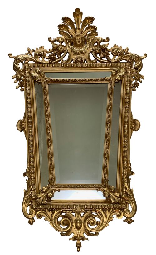 fine french 19th century giltwood wall mirror - CATEGORY: ANTIQUE MIRRORS - DATED 1890