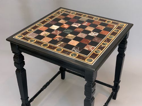 ANTIQUE DEVONSHIRE SPECIMEN MARBLE CHESS TABLE - ADDITIONAL PHOTO 2