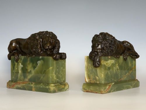 antique 19th century bronze lions after canova - CATEGORY: ANTIQUE METAL - DATED 1890