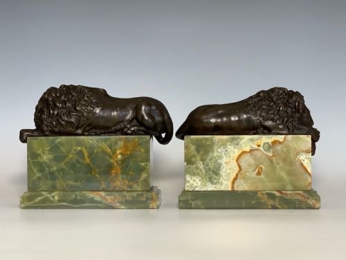ANTIQUE 19TH CENTURY BRONZE LIONS AFTER CANOVA - ADDITIONAL PHOTO 2