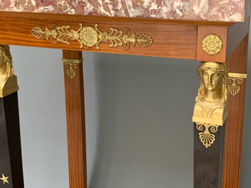 FRENCH EMPIRE STYLE SATINWOOD PIERCONSOLE TABLE - ADDITIONAL PHOTO 3