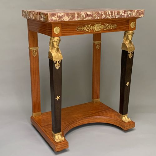 FRENCH EMPIRE STYLE SATINWOOD PIERCONSOLE TABLE - ADDITIONAL PHOTO 4