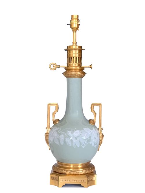 french patesurpate porcelain lamp - CATEGORY: ANTIQUE LIGHTING - DATED 1890
