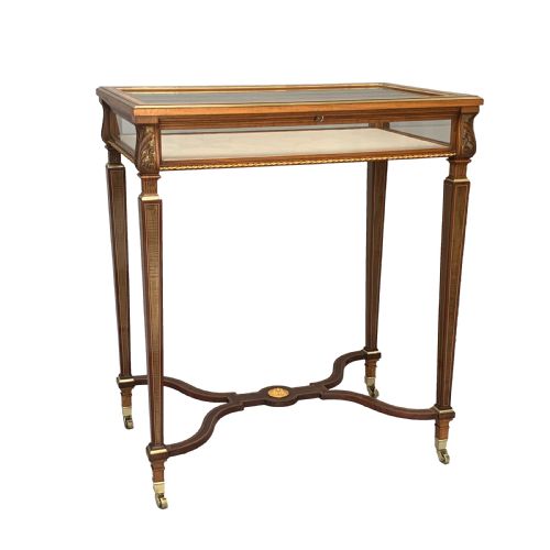 victorian harewood walnut ormolu display bijouterie table - CATEGORY: ANTIQUE TABLES - DATED VICTORIAN
