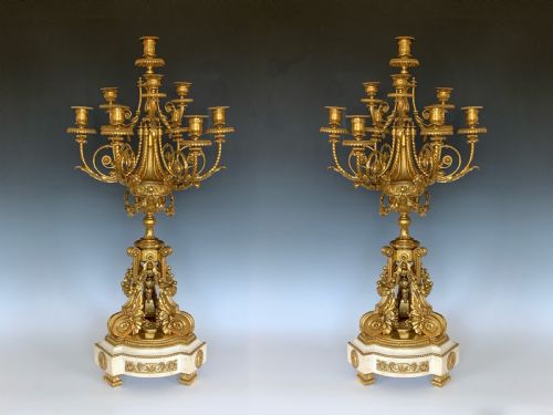 FRENCH LOUIS XVI STYLE ORMOLU CANDELABRA - ADDITIONAL PHOTO 5