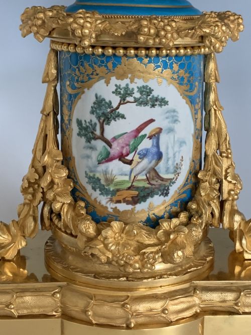 NAPOLEON III ORMOLU MOUNTED SEVRES STYLE PORCELAIN CANDELABRA - ADDITIONAL PHOTO 3