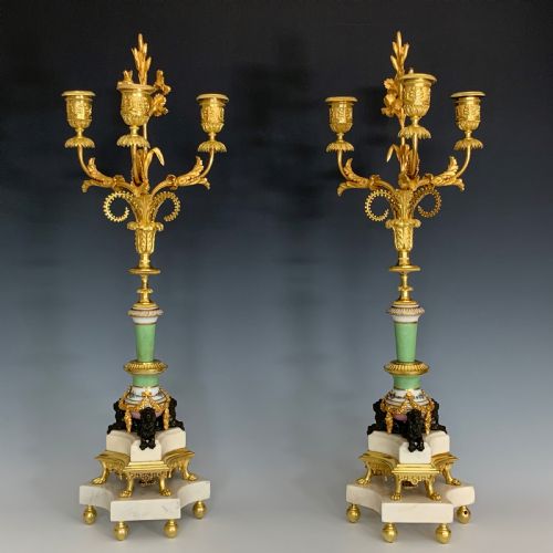 napoleon iii french porcelain ormolu mounted candelabra - CATEGORY: ANTIQUE LIGHTING - DATED 1860