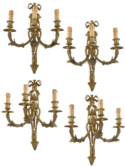 four victorian louis xvi style wall lights - CATEGORY: ANTIQUE LIGHTING - DATED VICTORIAN