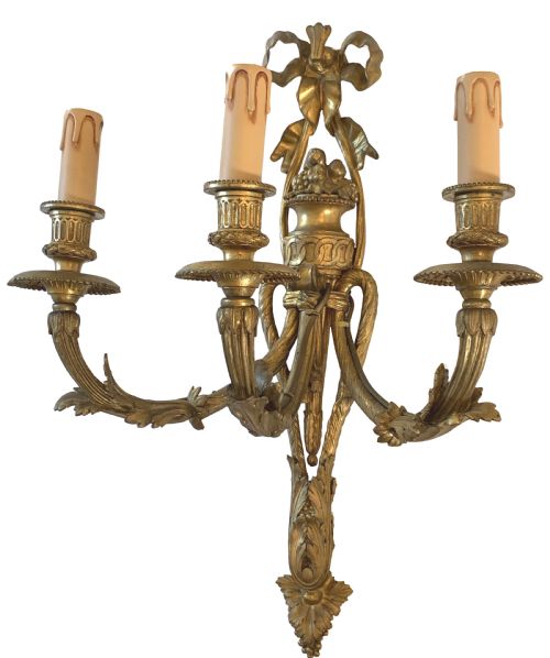 FOUR VICTORIAN LOUIS XVI STYLE WALL LIGHTS - ADDITIONAL PHOTO 1