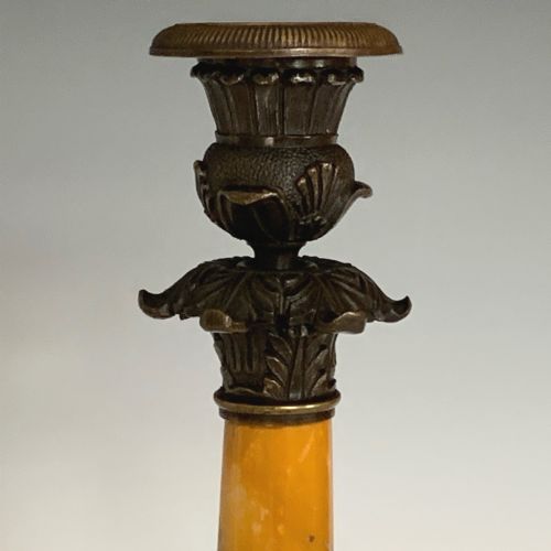 PAIR OF CHARLES X SIENNA MARBLE BRONZE CANDLESTICKS - ADDITIONAL PHOTO 4