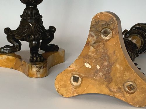 PAIR OF CHARLES X SIENNA MARBLE BRONZE CANDLESTICKS - ADDITIONAL PHOTO 6