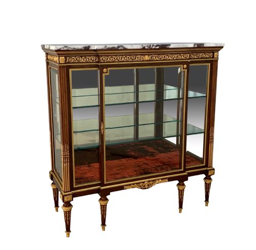 antique belle epoque mahogany ormolu louis xvi style vitrine - CATEGORY: ANTIQUE CABINETS - DATED 1890
