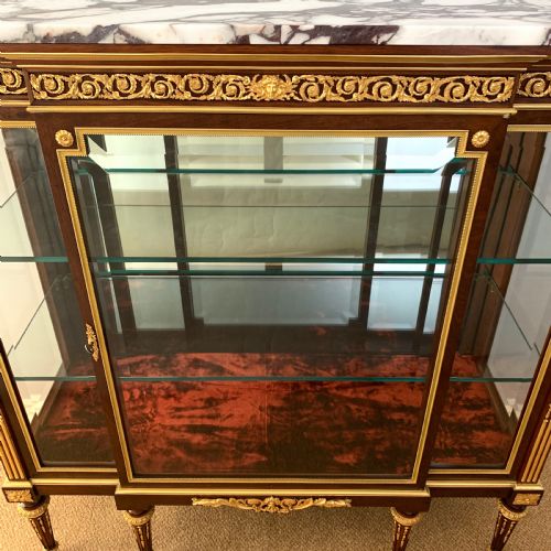 ANTIQUE BELLE EPOQUE MAHOGANY ORMOLU LOUIS XVI STYLE VITRINE - ADDITIONAL PHOTO 6