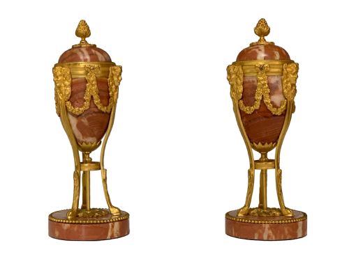 pair of louis xvi style french marble ormolu cassolettes - CATEGORY: ANTIQUE MISCELLANEOUS - DATED 1900