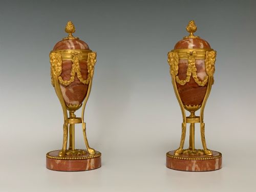 PAIR OF LOUIS XVI STYLE FRENCH MARBLE ORMOLU CASSOLETTES - ADDITIONAL PHOTO 2