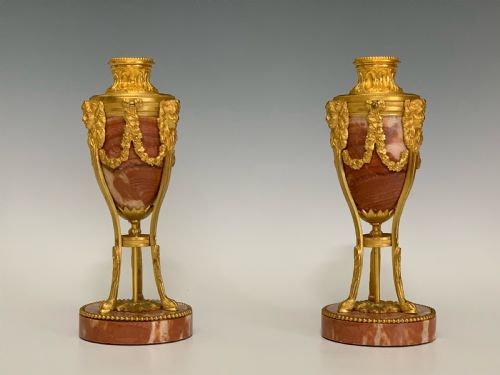 PAIR OF LOUIS XVI STYLE FRENCH MARBLE ORMOLU CASSOLETTES - ADDITIONAL PHOTO 3