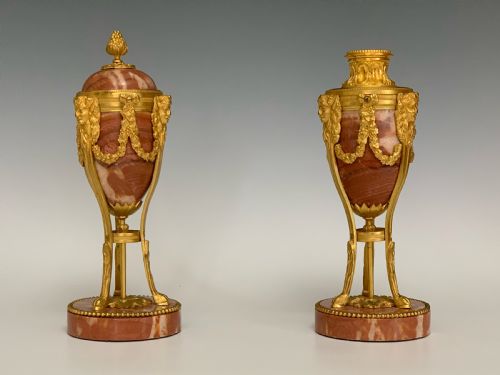 PAIR OF LOUIS XVI STYLE FRENCH MARBLE ORMOLU CASSOLETTES - ADDITIONAL PHOTO 4