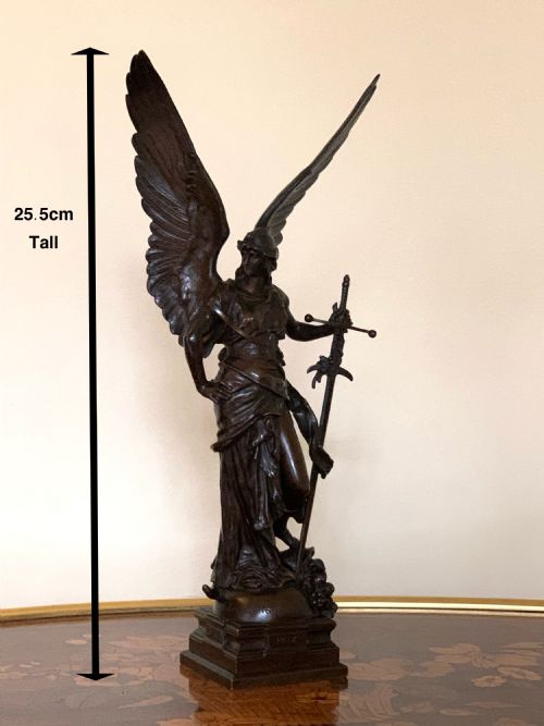 ANTIQUE FRENCH BRONZE BY JULES COUTAN LA PAIX PEACE - ADDITIONAL PHOTO 1