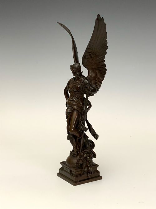 ANTIQUE FRENCH BRONZE BY JULES COUTAN LA PAIX PEACE - ADDITIONAL PHOTO 2