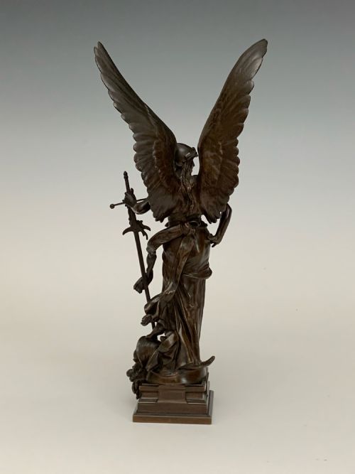 ANTIQUE FRENCH BRONZE BY JULES COUTAN LA PAIX PEACE - ADDITIONAL PHOTO 3
