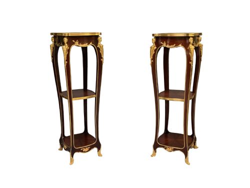belle epoque mahogany ormolu torcheres mounts by maison mottheau retailed by jewell - CATEGORY: ANTIQUE FURNITURE - DATED 1890