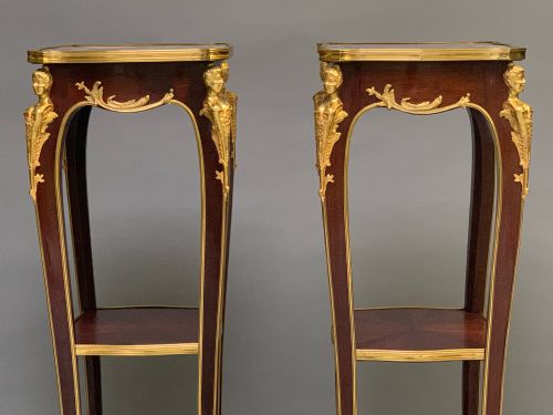 BELLE EPOQUE MAHOGANY ORMOLU TORCHERES MOUNTS BY MAISON MOTTHEAU RETAILED BY JEWELL - ADDITIONAL PHOTO 1