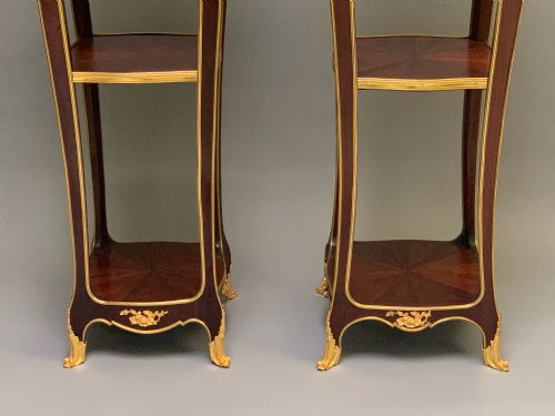 BELLE EPOQUE MAHOGANY ORMOLU TORCHERES MOUNTS BY MAISON MOTTHEAU RETAILED BY JEWELL - ADDITIONAL PHOTO 2