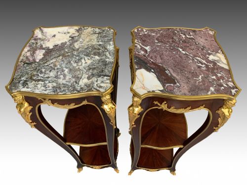 BELLE EPOQUE MAHOGANY ORMOLU TORCHERES MOUNTS BY MAISON MOTTHEAU RETAILED BY JEWELL - ADDITIONAL PHOTO 3