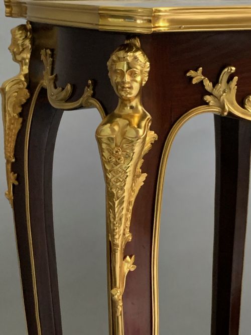 BELLE EPOQUE MAHOGANY ORMOLU TORCHERES MOUNTS BY MAISON MOTTHEAU RETAILED BY JEWELL - ADDITIONAL PHOTO 4
