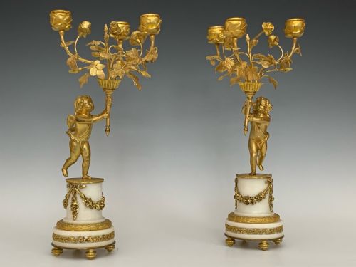 FRENCH LOUIS XVI STYLE ORMOLU CLOCK GARNITURE - ADDITIONAL PHOTO 3