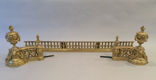 victorian ormolu adjustable fire chenets fender - CATEGORY: ANTIQUE FIREPLACES - DATED VICTORIAN