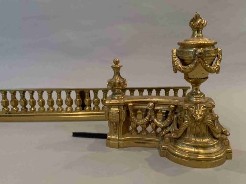 VICTORIAN ORMOLU ADJUSTABLE FIRE CHENETS FENDER - ADDITIONAL PHOTO 2