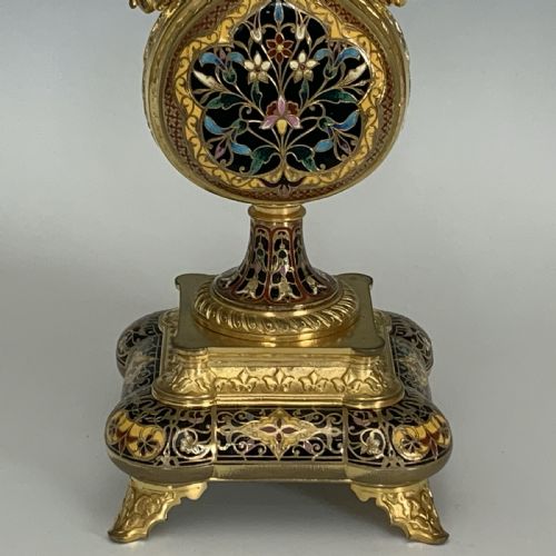 FINE QUALITY FRENCH CHAMPLEVE ORMOLU CANDELABRA BY E HENRY - ADDITIONAL PHOTO 6