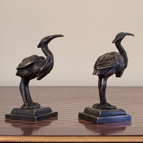 PAIR OF EARLY 20TH CENTURY BRONZE IBIS BIRDS - ADDITIONAL PHOTO 1