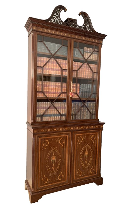 MAPLES CO MAHOGANY MARQUETRY INLAID BOOKCASE - ADDITIONAL PHOTO 4