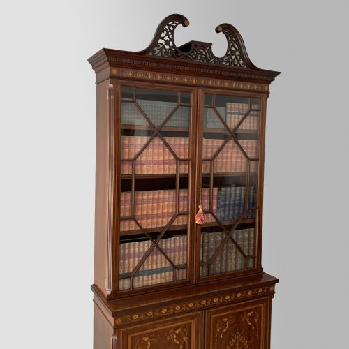 MAPLES CO MAHOGANY MARQUETRY INLAID BOOKCASE - ADDITIONAL PHOTO 5