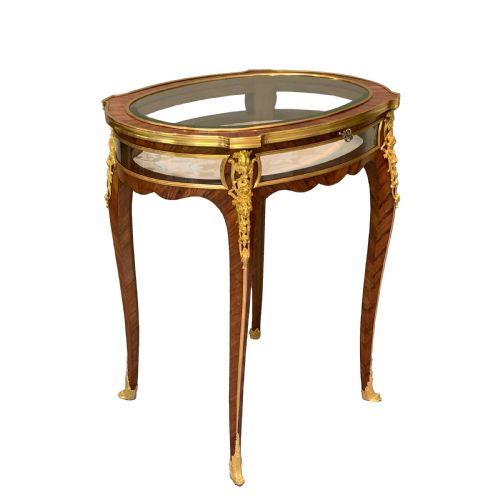 french kingwood ormolu mounted oval display table bijouterie - CATEGORY: ANTIQUE TABLES - DATED 1880