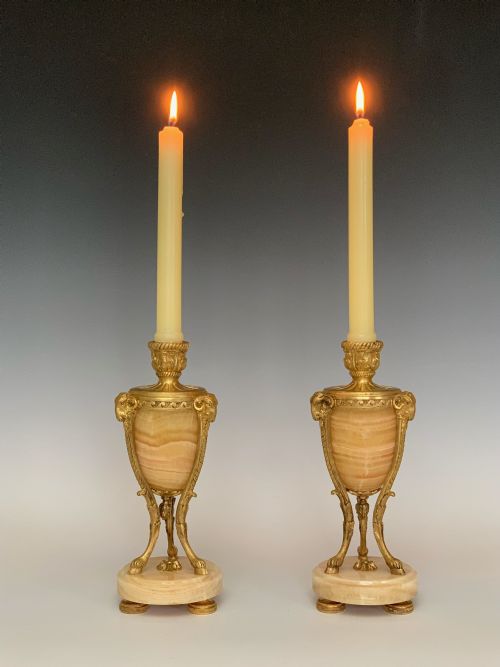 ANTIQUE LOUIS XVI STYLE FRENCH ORMOLU ONYX CASSOLETTES - ADDITIONAL PHOTO 6