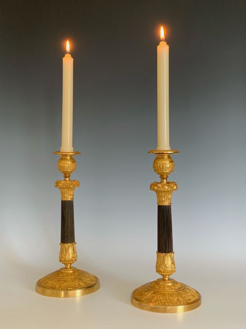 FRENCH ORMOLU BRONZE CANDLESTICKS - ADDITIONAL PHOTO 4