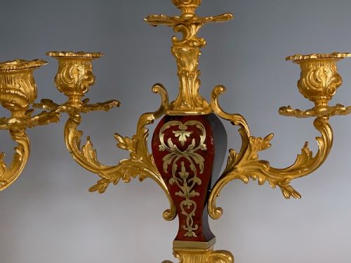 FRENCH ORMOLU BOULLE INLAID CANDELABRA - ADDITIONAL PHOTO 2
