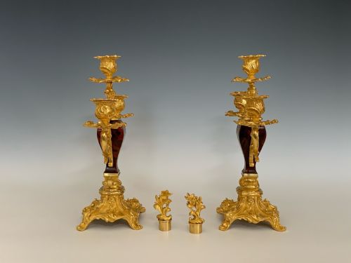 FRENCH ORMOLU BOULLE INLAID CANDELABRA - ADDITIONAL PHOTO 4