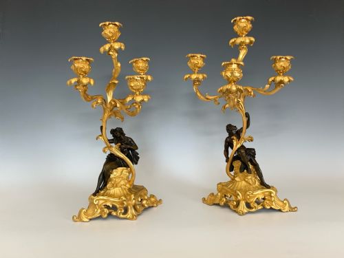 NAPOLEON III FRENCH ORMOLU CANDELABRA - ADDITIONAL PHOTO 6