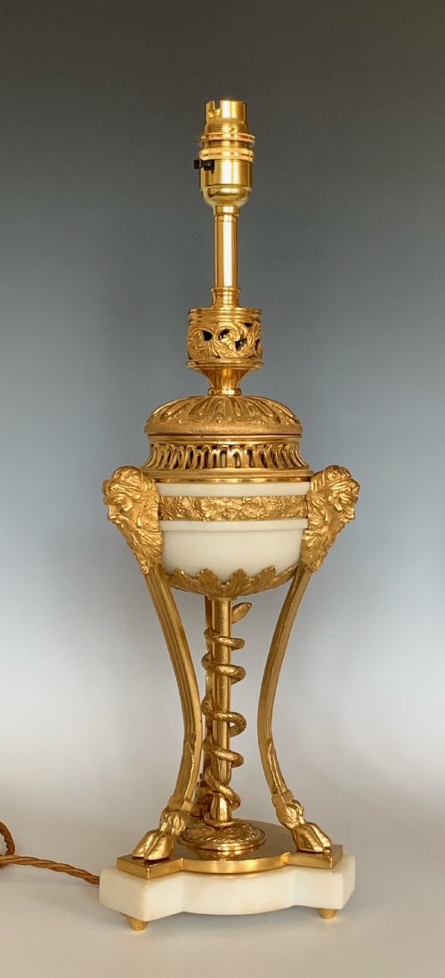 PAIR OF FRENCH ORMOLU CASSOLETTES NOW CONVERTED TO TABLE LAMPS - ADDITIONAL PHOTO 3