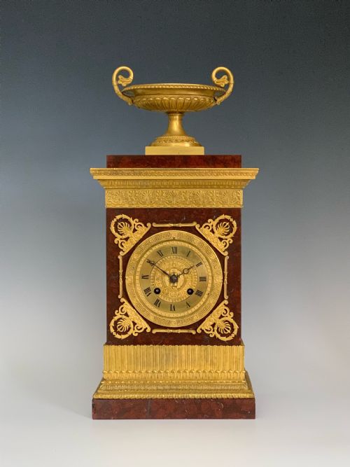 ANTIQUE CHARLES X ORMOLU MARBLE CLOCK GARNITURE - ADDITIONAL PHOTO 2
